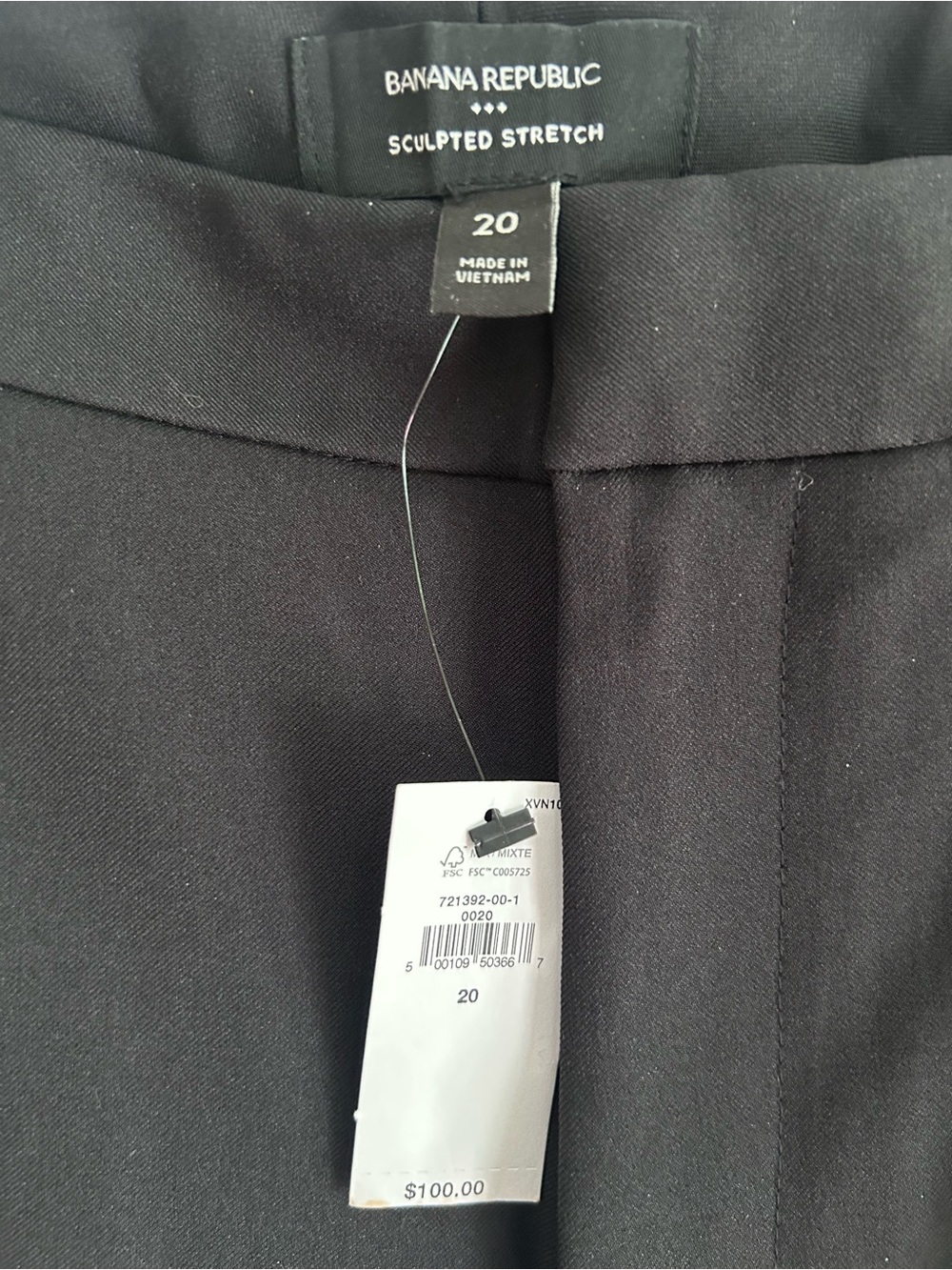 NWT Banana Republic Sculptured Stretch Black Tailored Women's Dress Pants Sz 20 - Picture 6 of 6